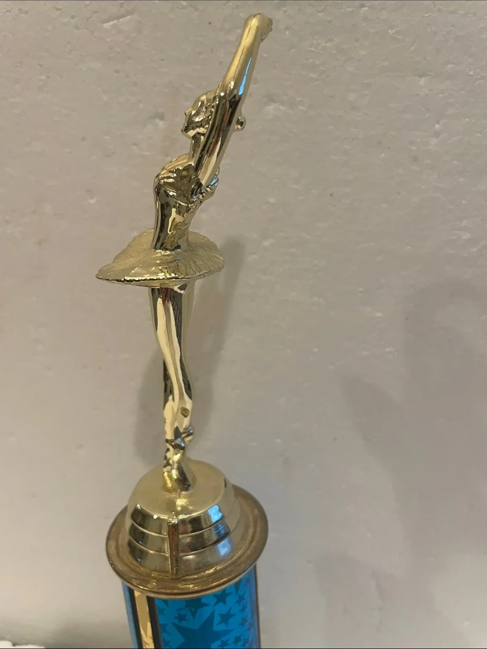 Vintage Y2K Ballerina ballet Dance Trophy blue & Gold white Carrera marble base